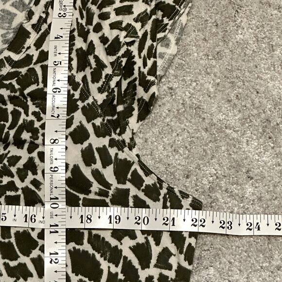 Maeve Anthropologie "Catie" Top In Olive and White Print Women 1X Flutter Sleeve - Picture 4 of 8